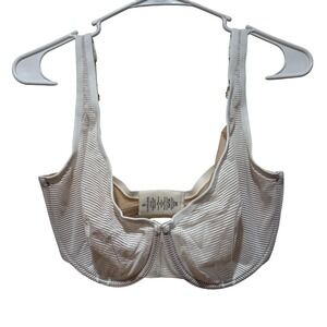 ThirdLove Unlined Shadow Stripe Scoop Bra 34G White Beige Sheer Lace Tulle Mesh